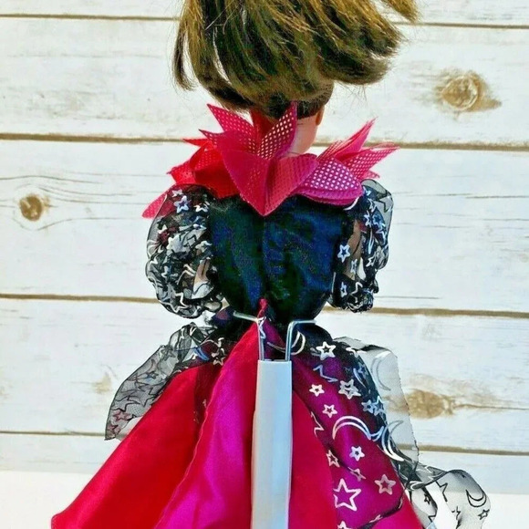 MATTEL BARBIE Doll Brunette Hair Blue Eyes Pink Black Dress 12" Tall - Picture 6 of 13